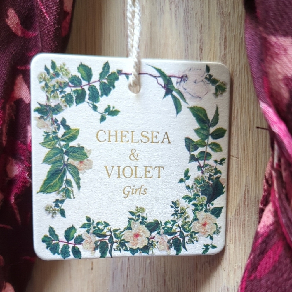 Chelsea and Violet girls Burgundy/Pink Floral print dress size 16 - Picture 11 of 12